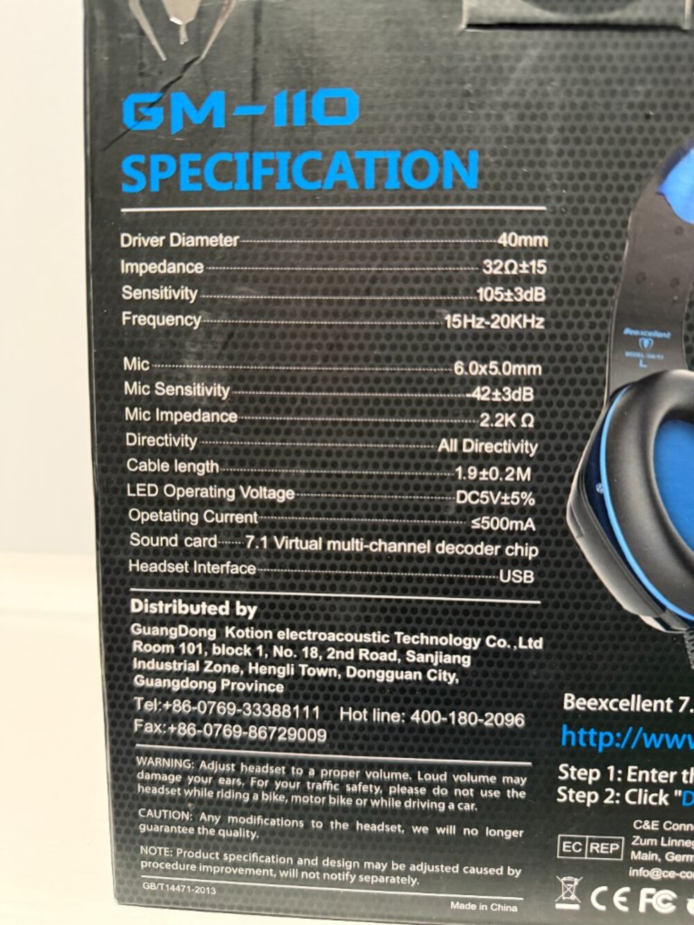 BEEXCELLENT GM-110 PRO GAMING HEADSET - 7.1 SURROUND SOUND USB- NEW - Picture 5 of 8